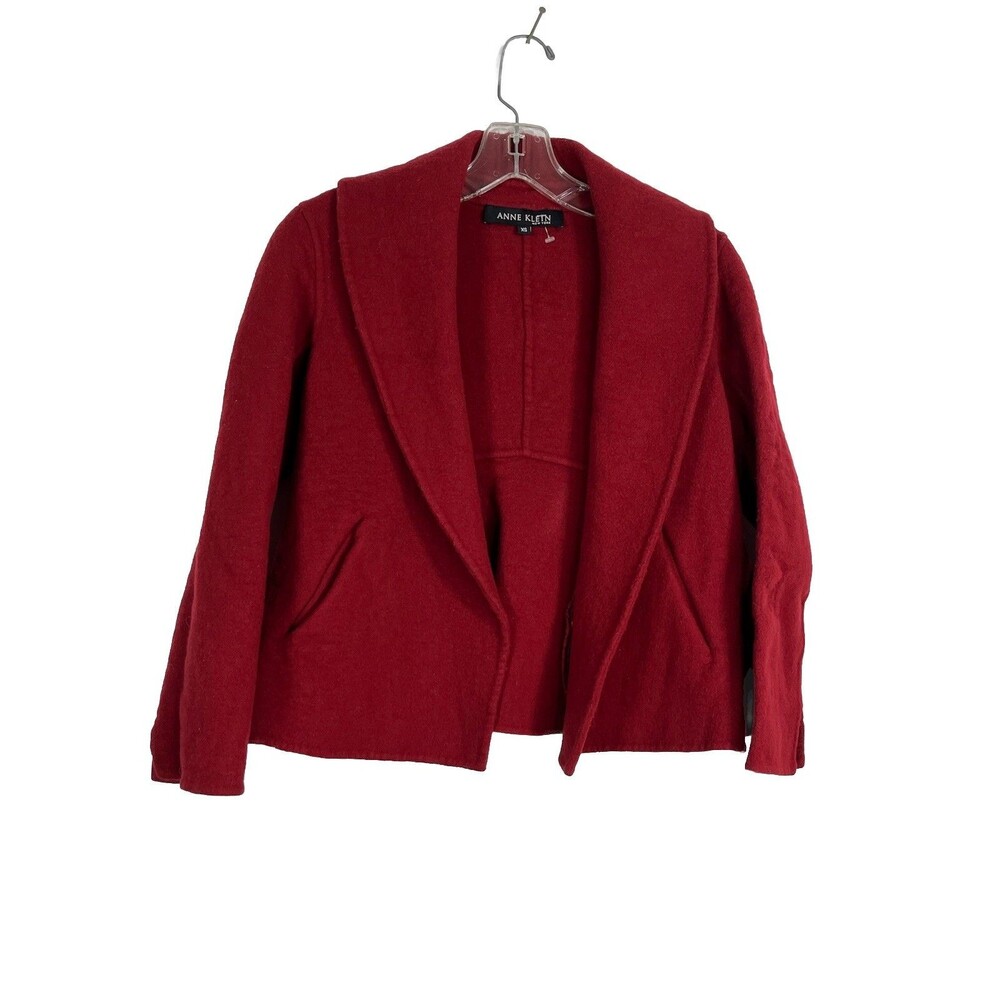 Anne Klein Striking Red Cashmere Wool VTG Office Siren Women's Coat size XS